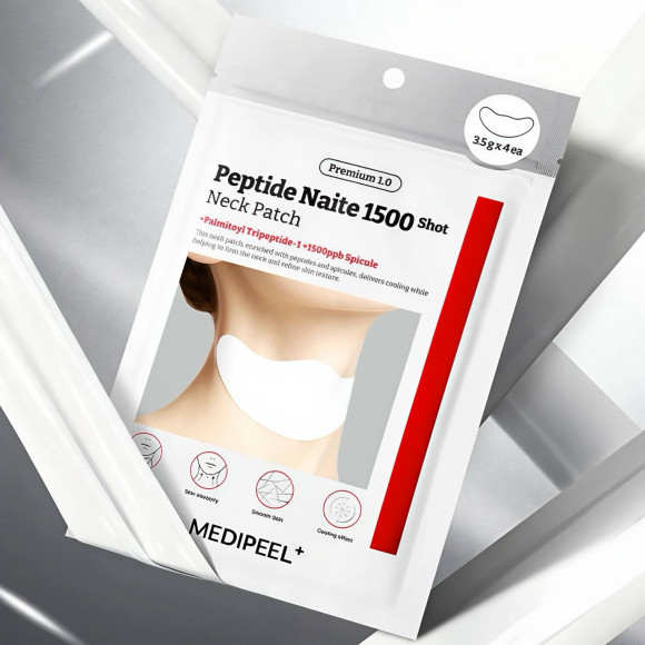 Омолаживающая патч‑маска для&nbsp;шеи MEDIPEEL⁺ Peptide Naite 1500 Shot Neck Patch (3.5г*4шт) | Ecoplace