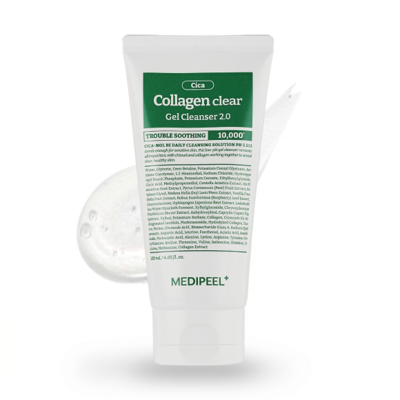 Успокаивающая гель‑пенка MEDIPEEL⁺ Green Cica Collagen Clear 2.0 (300мл) | Ecoplace