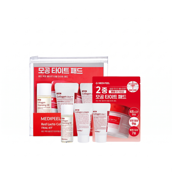 Набор миниатюр с&nbsp;пробиотиками MEDIPEEL⁺ Red&nbsp;Lacto Collagen Trial Kit&nbsp;(20мл+15мл+20мл*5+15г) | Ecoplace