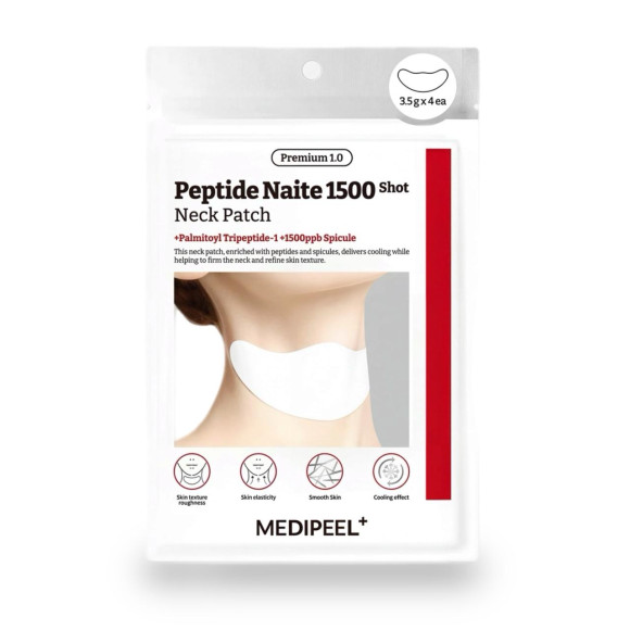 Омолаживающая патч‑маска для&nbsp;шеи MEDIPEEL⁺ Peptide Naite 1500 Shot Neck Patch (3.5г*4шт) | Ecoplace