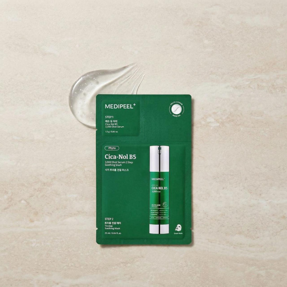 Двухступенчатая маска против воспалений MEDIPEEL⁺ Phyto Cica‑Nol 3000 Shot Serum 2 Step Mask (25мл) | Ecoplace