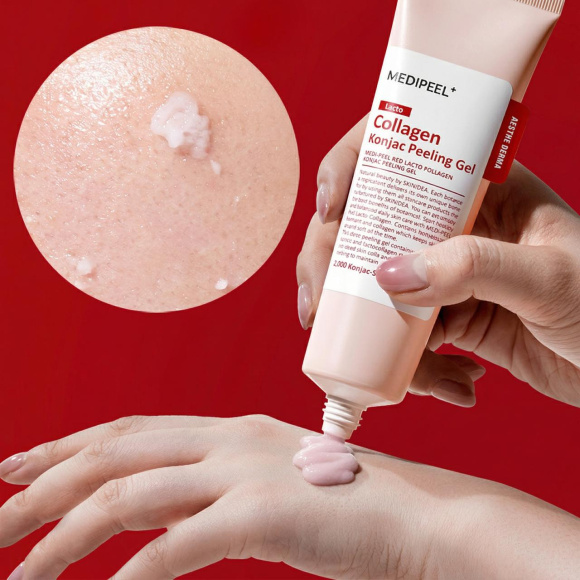 Пилинг‑скатка с&nbsp;лактобактериями и&nbsp;коллагеном MEDIPEEL⁺ Red&nbsp;Lacto Collagen Konjac Peeling Gel&nbsp;(95мл) | Ecoplace